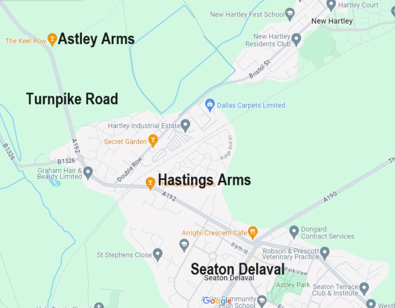 Northumberland - Seaton Delaval  Astley Arms : Map credit National Library of Scotland